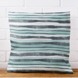 Beach Abstract Watercolor Navy Blue And Aqua Blue Stripes, Coastal Summer Pillow Cover