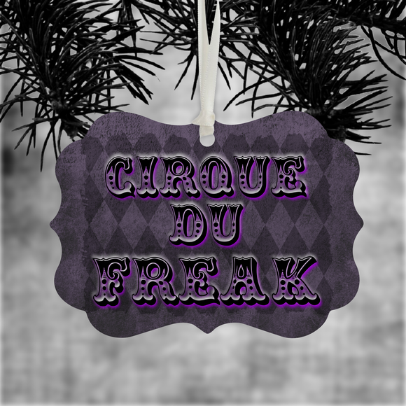 Cirque Du Freak Ornament/ Purple Gothic Argyle Vintage Freak Carnival Ornament/ Halloween Gift Tag