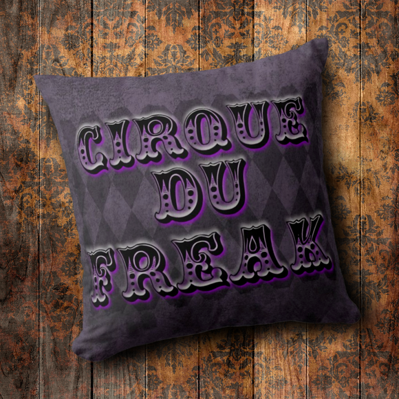 Cirque Du Freak Pillow/ Purple Gothic Argyle Vintage Freak Carnival Decor