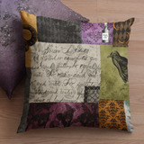 Halloween Pillow Cover/ Gothic Medieval Spooky Apothecary Purple And Orange Patchwork Decor