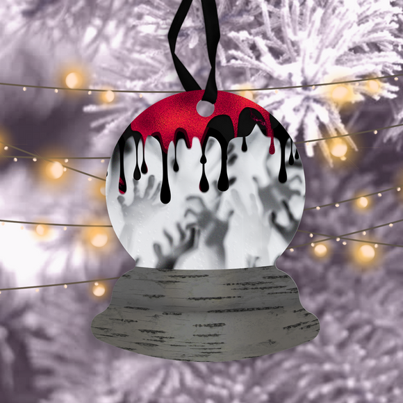 Halloween Snow Globe Ornaments/ Creepy Horror Hands Blood Drips Tree Ornament