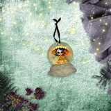 Halloween Day Of The Dead Snow Globe Ornaments/ Yellow Dia De Los Muertos Sugar Skull Tree Ornament