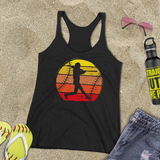 Softball Tank/ Batter Retro Vintage Distressed Red, Yellow Sunset Print Gift Tank Top