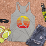 Softball Tank/ Batter Retro Vintage Distressed Red, Yellow Sunset Print Gift Tank Top