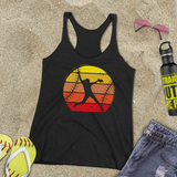 Softball Tank/ Pitcher Retro Vintage Distressed Red, Yellow Sunset Print Gift Tank Top