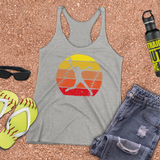 Softball Tank/ Pitcher Retro Vintage Distressed Red, Yellow Sunset Print Gift Tank Top