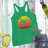 Softball Tank/ Pitcher Retro Vintage Distressed Red, Yellow Sunset Print Gift Tank Top