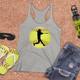 Softball Tank/ Batter Silhouette Yellow Ball Player Gift Tank Top