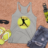 Softball Tank/ Pitcher Silhouette Yellow Ball Player Gift Tank Top