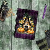 Halloween Journal/ Gothic Fall Fairy Cottage Purple Argyle Notebook/ Diary Gift