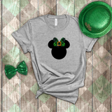 Disney St. Patrick’s Day Glitter Shirt/ Irish Green Tartan Plaid Minnie Shirt/ Minnie Gold Bow T-shirt