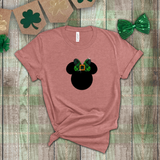 Disney St. Patrick’s Day Glitter Shirt/ Irish Green Tartan Plaid Minnie Shirt/ Minnie Gold Bow T-shirt