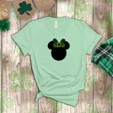 Disney St. Patrick’s Day Glitter Shirt/ Irish Green Tartan Plaid Minnie Shirt/ Minnie Gold Bow T-shirt