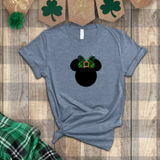 Disney St. Patrick’s Day Glitter Shirt/ Irish Green Tartan Plaid Minnie Shirt/ Minnie Gold Bow T-shirt