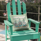 Gnome Beach Throw Pillow Cover/ Tropical Starfish Blue Watercolor Beach Gnomes Décor/ Coastal Beach Pillow Gift