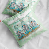 Gnome Beach Throw Pillow Cover/ Tropical Starfish Blue Watercolor Beach Gnomes Décor/ Coastal Beach Pillow Gift