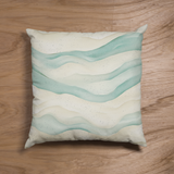 Retro Sand And Aqua Watercolor Abstract Ribbon Waves Pillow Cover