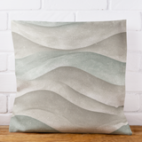Creamy Natural Taupe And Blue Watercolor Coastal Waves, Morning Blue Coastal Collection, Beach Pillow Cover