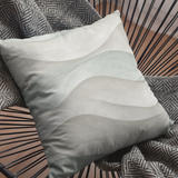 Creamy Natural Taupe And Blue Watercolor Coastal Waves, Morning Blue Coastal Collection, Beach Pillow Cover