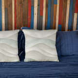 Creamy Natural Taupe And Blue Watercolor Coastal Waves, Morning Blue Coastal Collection, Beach Pillow Cover