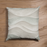 Creamy Natural Taupe And Blue Watercolor Coastal Waves, Morning Blue Coastal Collection, Beach Pillow Cover
