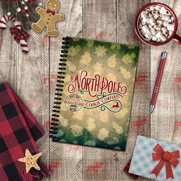 Christmas Journal/ Vintage Holiday Santa Claus North Pole Cookie Company Notebook/ Diary Gift