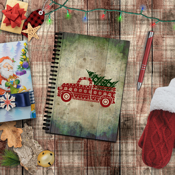 Christmas Journal/ Vintage Tree Farm Truck Sweater Notebook/ Diary Gift