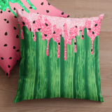 Watermelon Throw Pillow Cover/ Watercolor Glam Candy Pink Drips Summer Décor