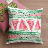 Watermelon Throw Pillow Cover/ Watercolor Watermelon Slices Paint Brush Strokes Summer Décor