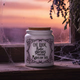 Hocus Pocus Quote Coffee Sugar Jar/ Funny Glorious Morning Ceramic Candy/ Sugar/ Spice/ Halloween Décor Apothecary Jar With Cork Lid Kitchen