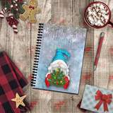 Christmas Journal/ Watercolor Holiday Christmas Tree Gnome Notebook/ Diary Gift