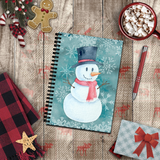 Christmas Journal/ Watercolor Snowman Top Hat And Snowflakes Notebook/ Diary Gift