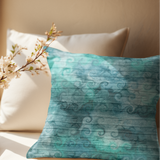 Nautical Throw Pillow/ Watercolor Shells And Waves On Sea Blue Wood Beach Décor/ Coastal Beach Pillow Cover