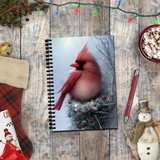 Christmas Journal/ Winter Red Cardinal In Tree Branch Nest Notebook/ Diary Gift