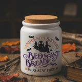 Halloween Candy Ceramic Jar/ Hocus Pocus Sanderson Sisters Bed And Breakfast Coffee Sugar/ Tiered Tray Décor With Cork Lid Kitchen Gift