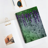 Halloween Journal/ Spooky Ghosts With Green And Purple Glam Drips Notebook/ Diary Gift