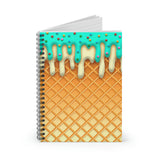 Ice Cream Journal/ Ice Cream Drip Waffle Cone Mint And Vanilla With Sprinkles Summer Notebook/ Diary Gift