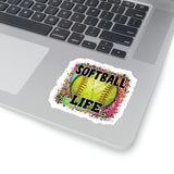 Softball Stickers/ Softball Life Neon Leopard Print Laptop Decal, Planner, Journal Vinyl Stickers