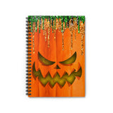 Halloween Journal/ Evil Jack Olantern Pumpkin With Green, Black And Orange Glitter Imaged Drips Notebook/ Diary Gift