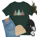 Christmas Shirts/ Watercolor 3 Pine Trees Stripe, Holly Leaves, Snowflakes T shirts