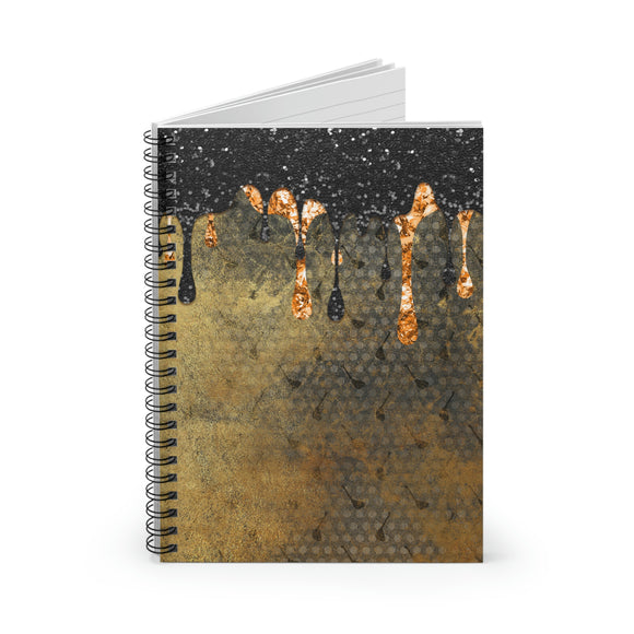 Halloween Journal/ Black Witch Broomstick Grunge With Glam Orange And Black Drips Notebook/ Diary Gift
