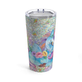 Glam Glitter Unicorn Stainless Steel 20oz Tumbler/ Rainbow Pastel Watercolor Unicorn With Glitter And Diamonds Travel Mug Gift