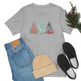 Christmas Shirts/ Watercolor 3 Pine Trees Stripe, Holly Leaves, Snowflakes T shirts