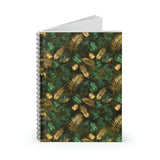 Tropical Journal/ Fern And Monstera Leaves Pattern Gold And Jungle Green Notebook/ Diary Gift