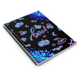 Halloween Journal/ Glam Blue Ghosts, Witch Hat, Pumpkins, Moon And Stars Notebook/ Diary Gift