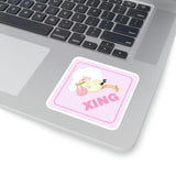 Stork Baby Girl Stickers/ Pink Caution Sign Stork Crossing Laptop Decal, Planner, Journal Vinyl Stickers
