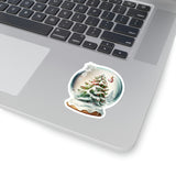 Christmas Stickers/ Snowglobe Holiday Tree Laptop Decal, Planner, Journal Vinyl Stickers