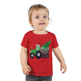 Christmas Children Toddler Shirts/ Green Plaid Tractor And Wooden Cart With Christmas Tree Holiday toddler T-Shirts