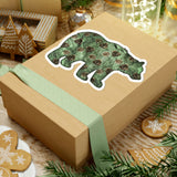 Christmas Stickers/ Green Winter Bear With Pinecones Laptop Decal, Planner, Journal Vinyl Stickers