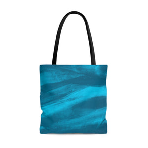 Nautical Tote Bag/ Navy Aqua Ocean Waves Coastal Tropical Large Beach Bag